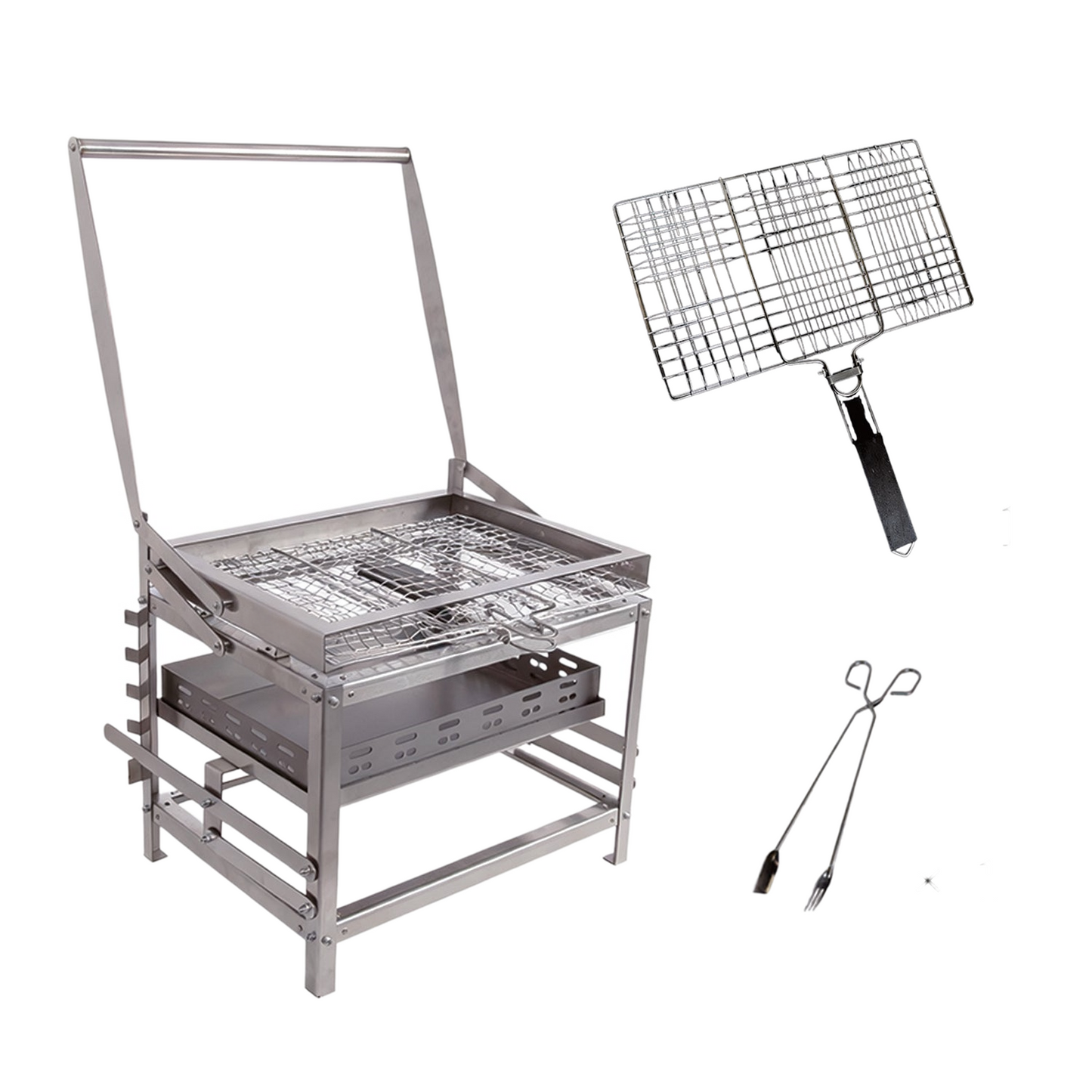 Portable 360Β° Rotating Charcoal Grill with Flipping Basket - Stainless Steel ππ₯