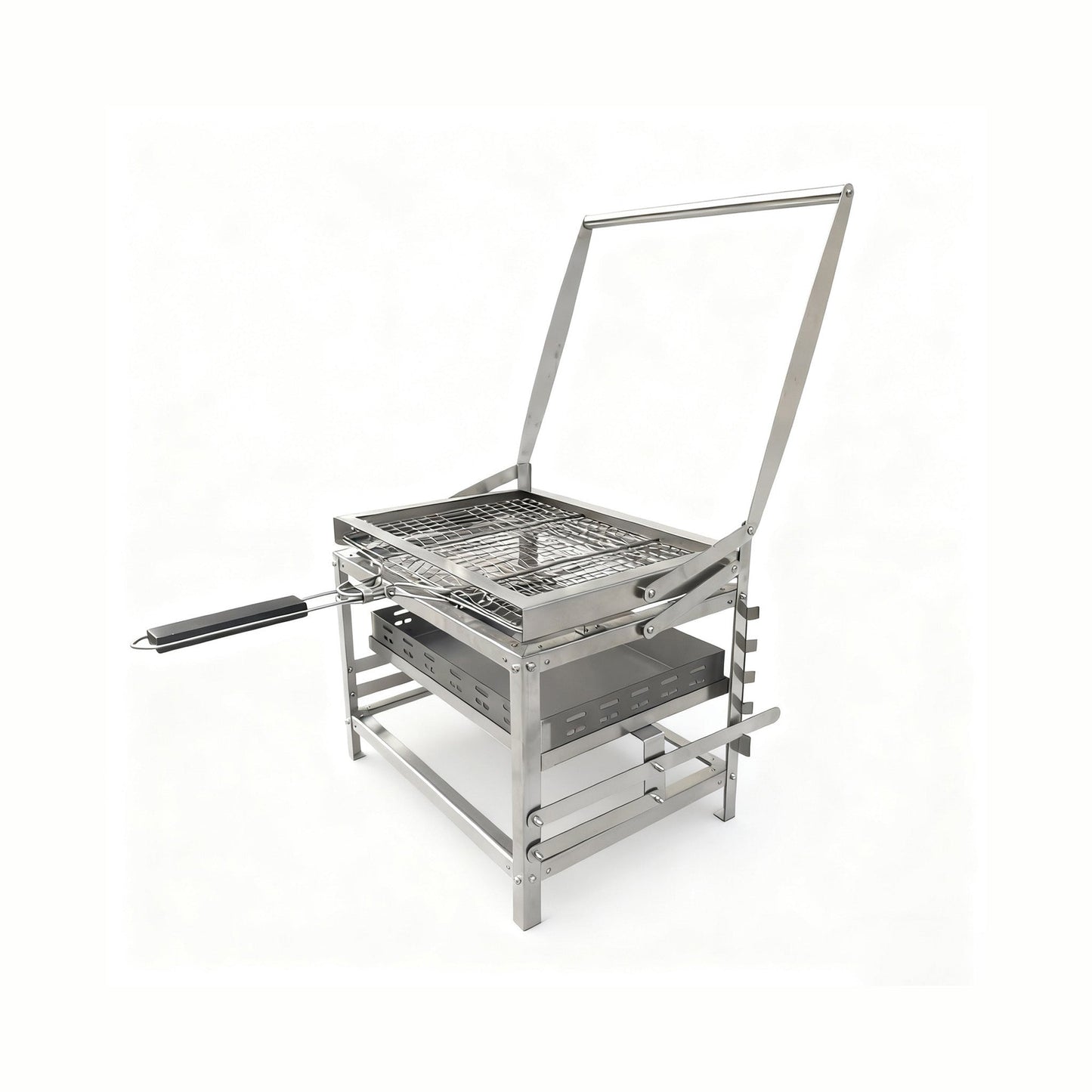 Portable 360° Rotating Charcoal Grill with Flipping Basket - Stainless Steel 🍖🔥