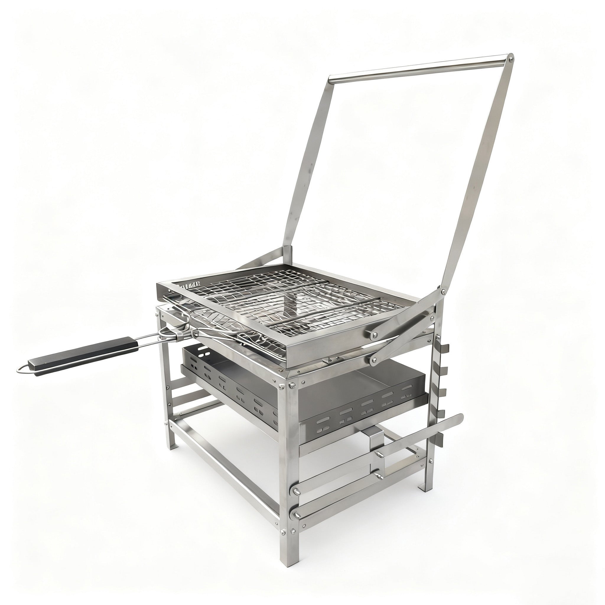 Portable 360° Rotating Charcoal Grill with Flipping Basket - Stainless Steel 🍖🔥
