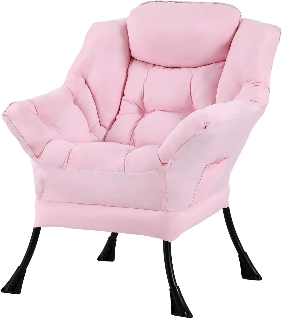 Modern Large Accent Chair with Ottoman, Comfy Leisure Sofa Armchair with Footrest, Reading Chair for Bedroom, Living Room, Dorm Rooms, Garden Dark Grey