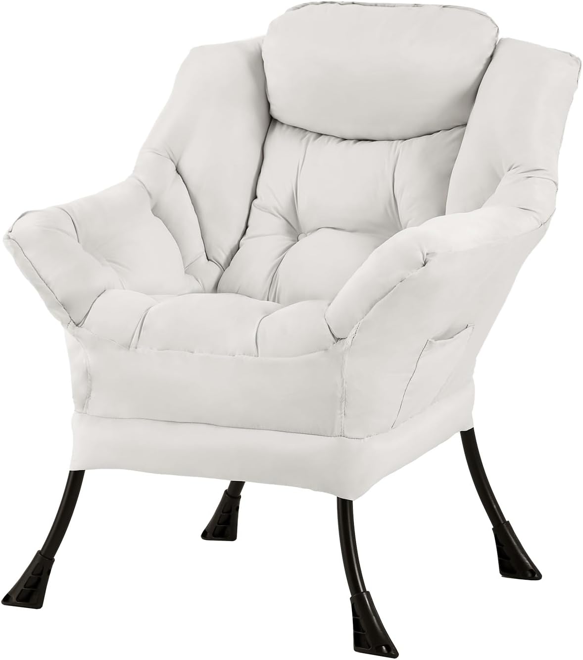 Modern Large Accent Chair with Ottoman, Comfy Leisure Sofa Armchair with Footrest, Reading Chair for Bedroom, Living Room, Dorm Rooms, Garden Dark Grey