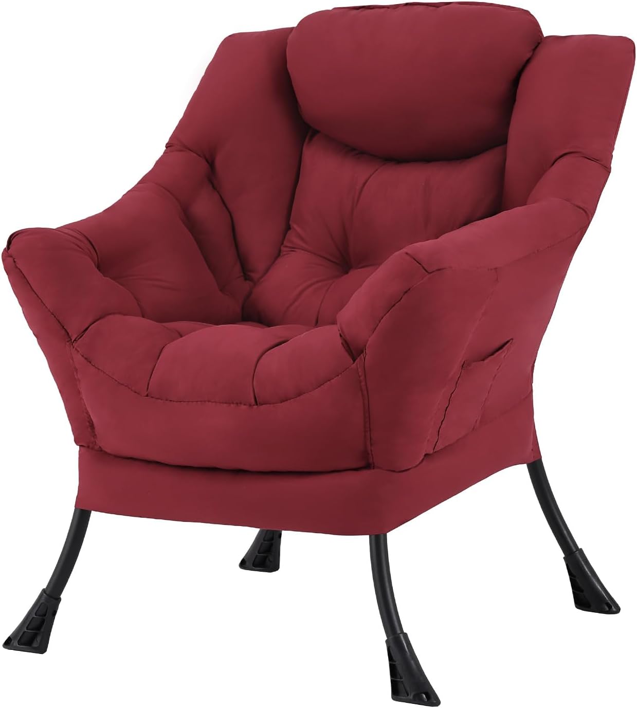 Modern Large Accent Chair with Ottoman, Comfy Leisure Sofa Armchair with Footrest, Reading Chair for Bedroom, Living Room, Dorm Rooms, Garden Dark Grey
