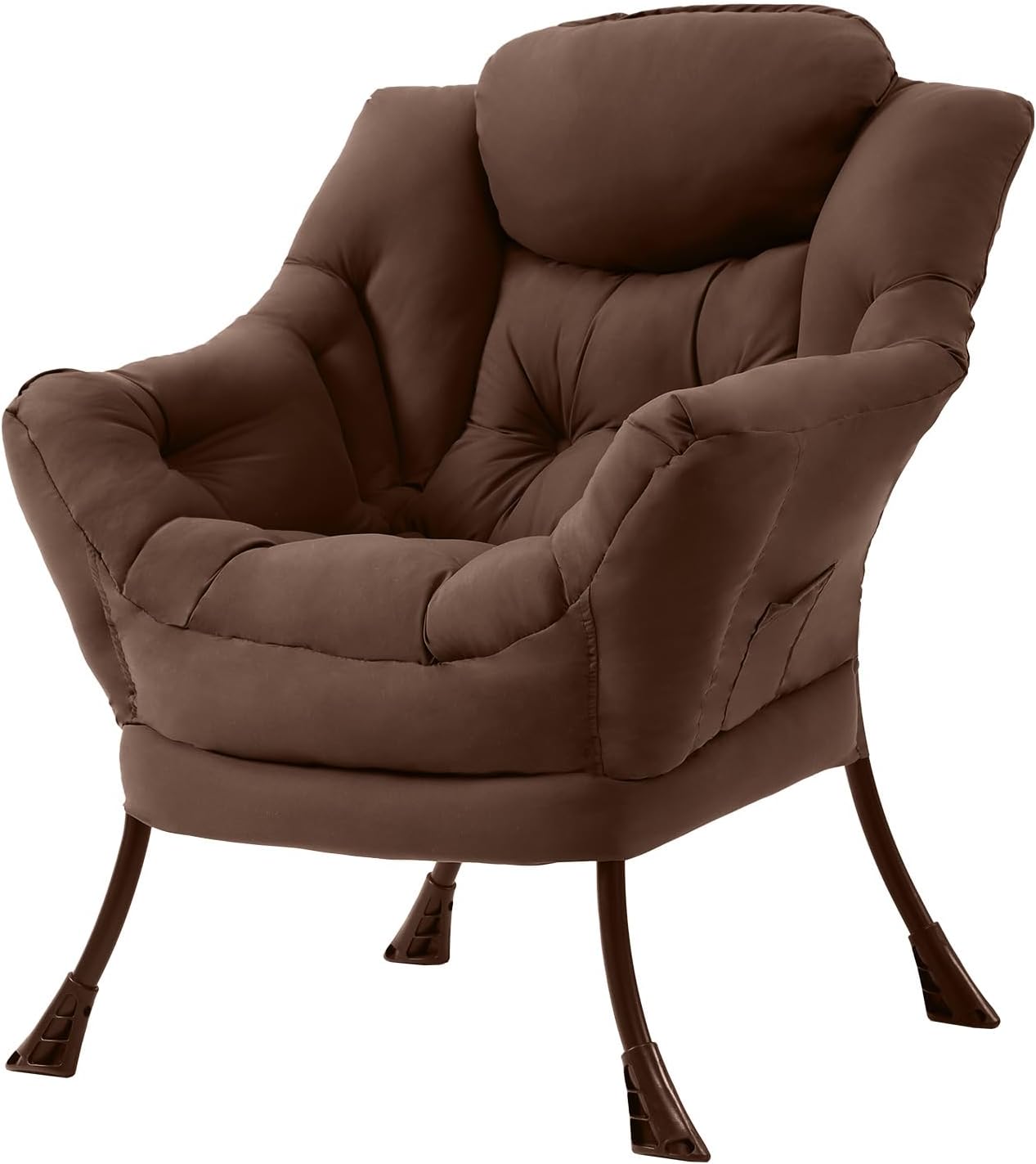 Modern Large Accent Chair with Ottoman, Comfy Leisure Sofa Armchair with Footrest, Reading Chair for Bedroom, Living Room, Dorm Rooms, Garden Dark Grey