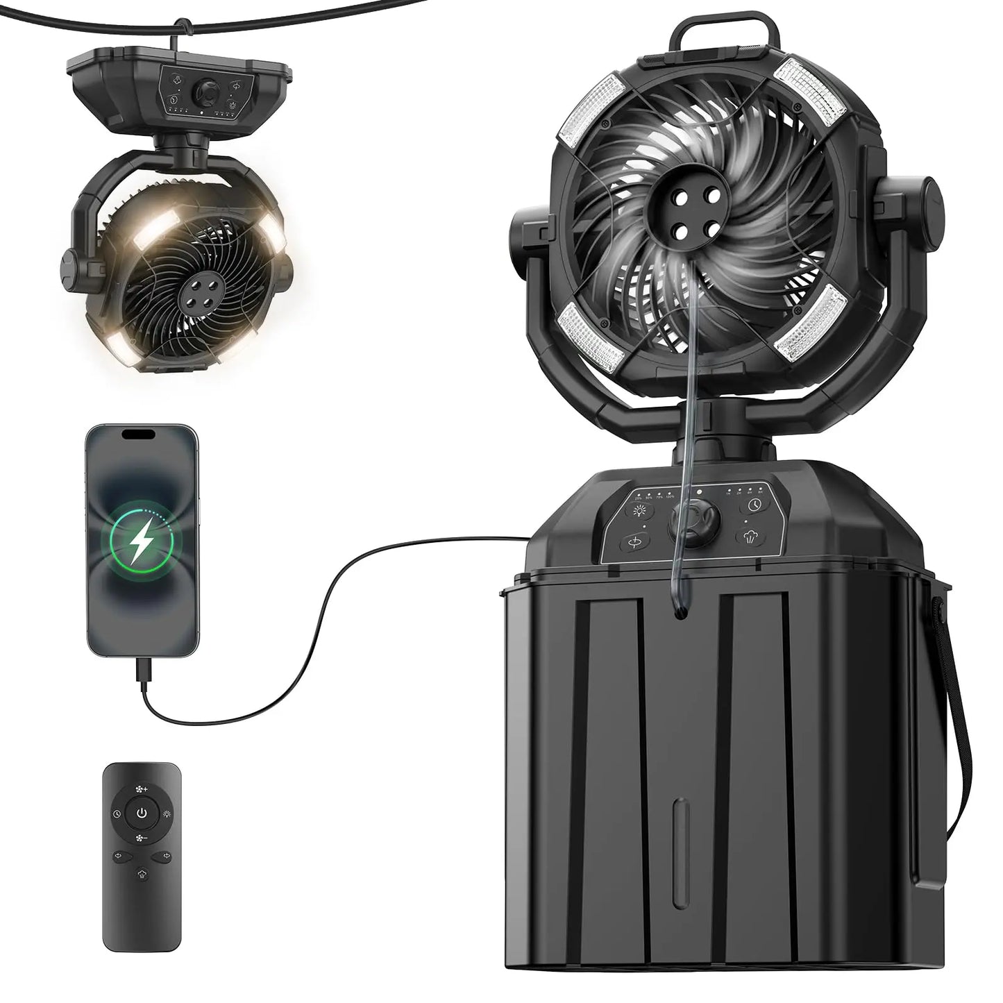 Portable camping misting fan
