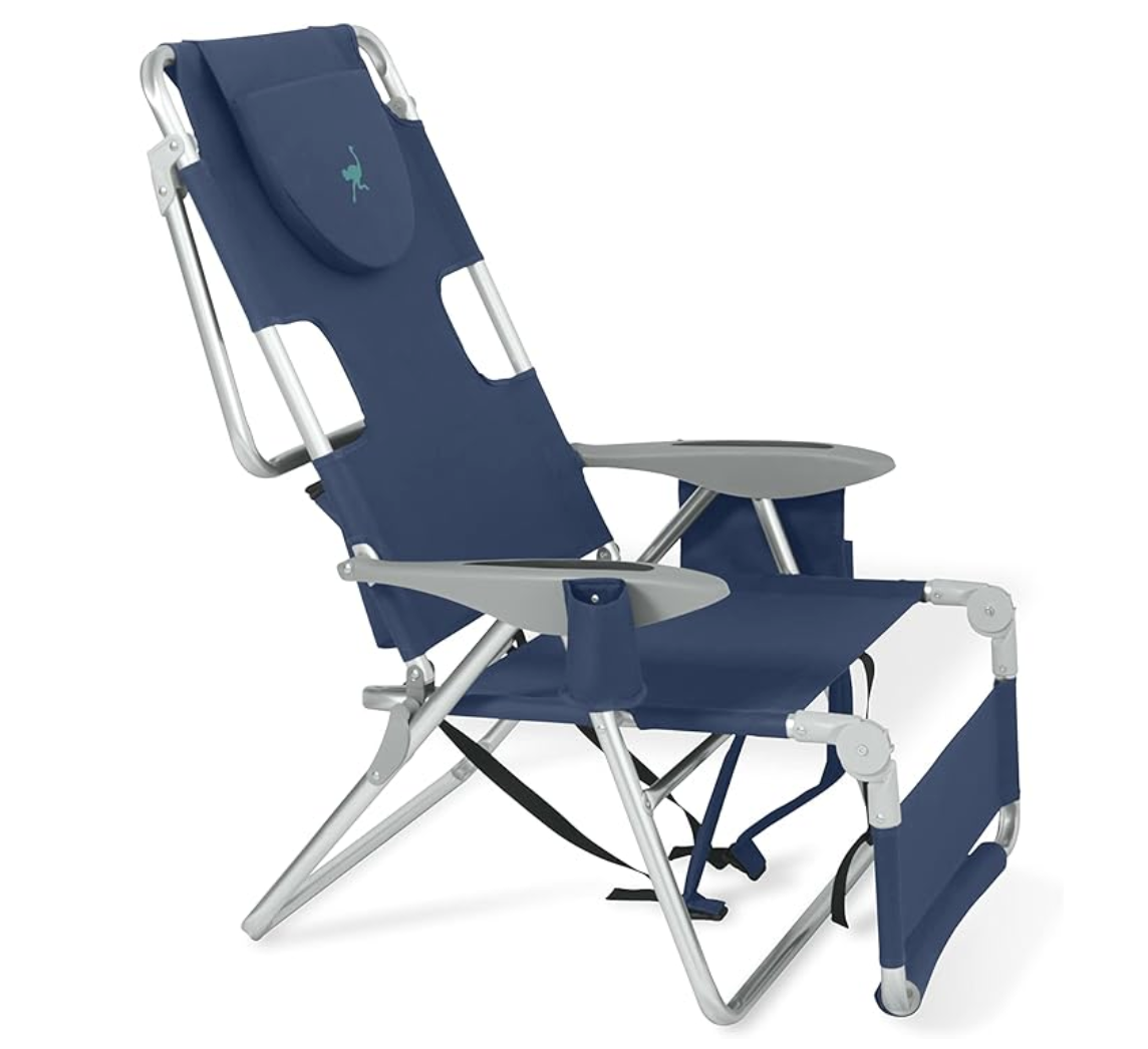 Sedia da spiaggia reclinabile portatile 3 in 1 con borsa termica