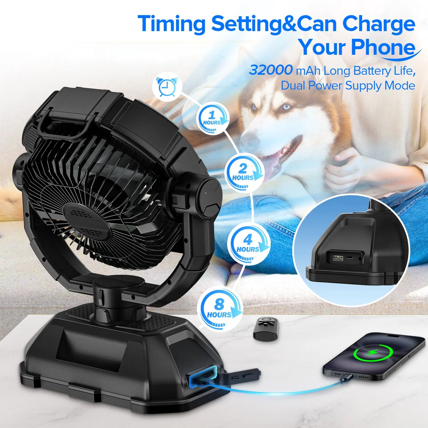 Portable camping misting fan