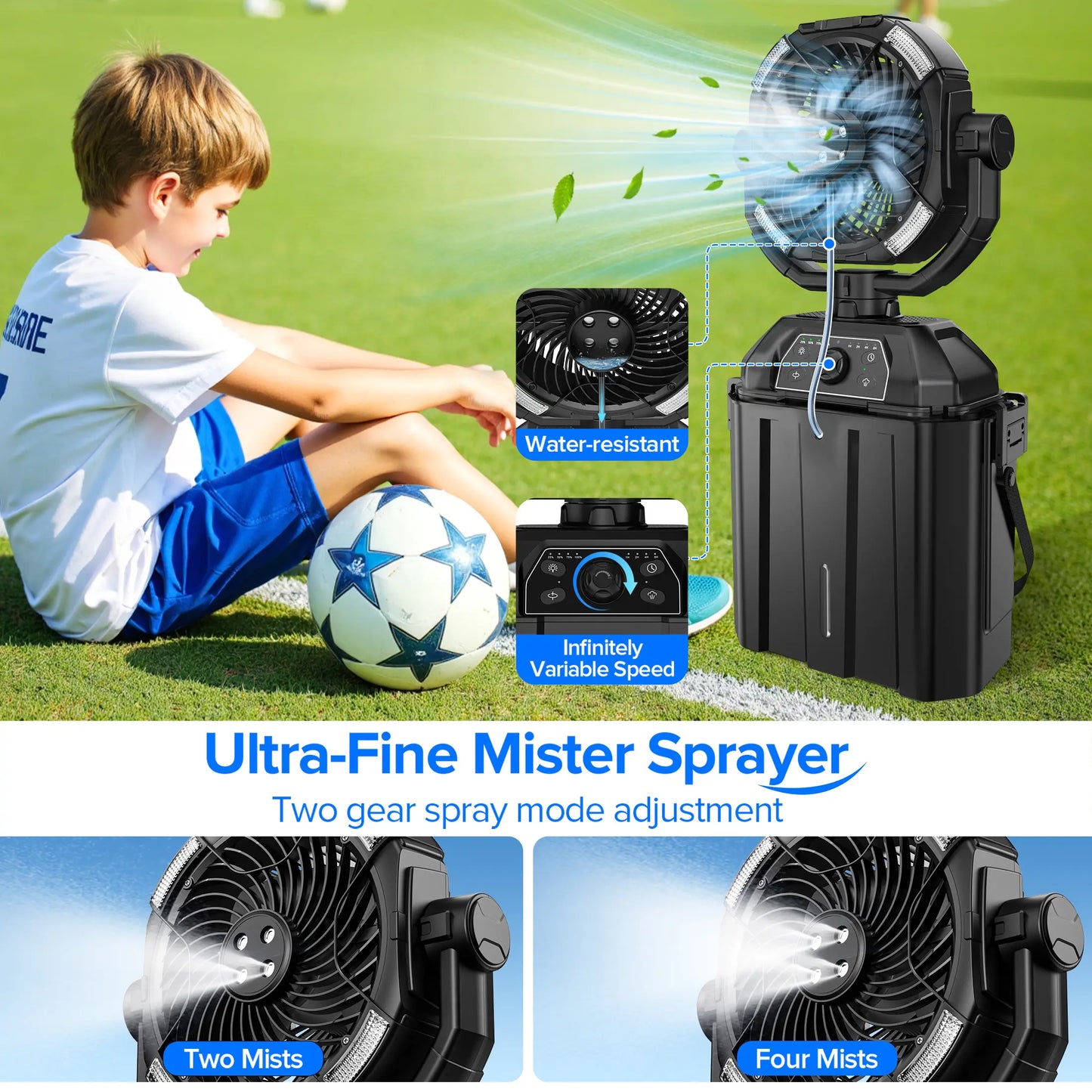Portable camping misting fan
