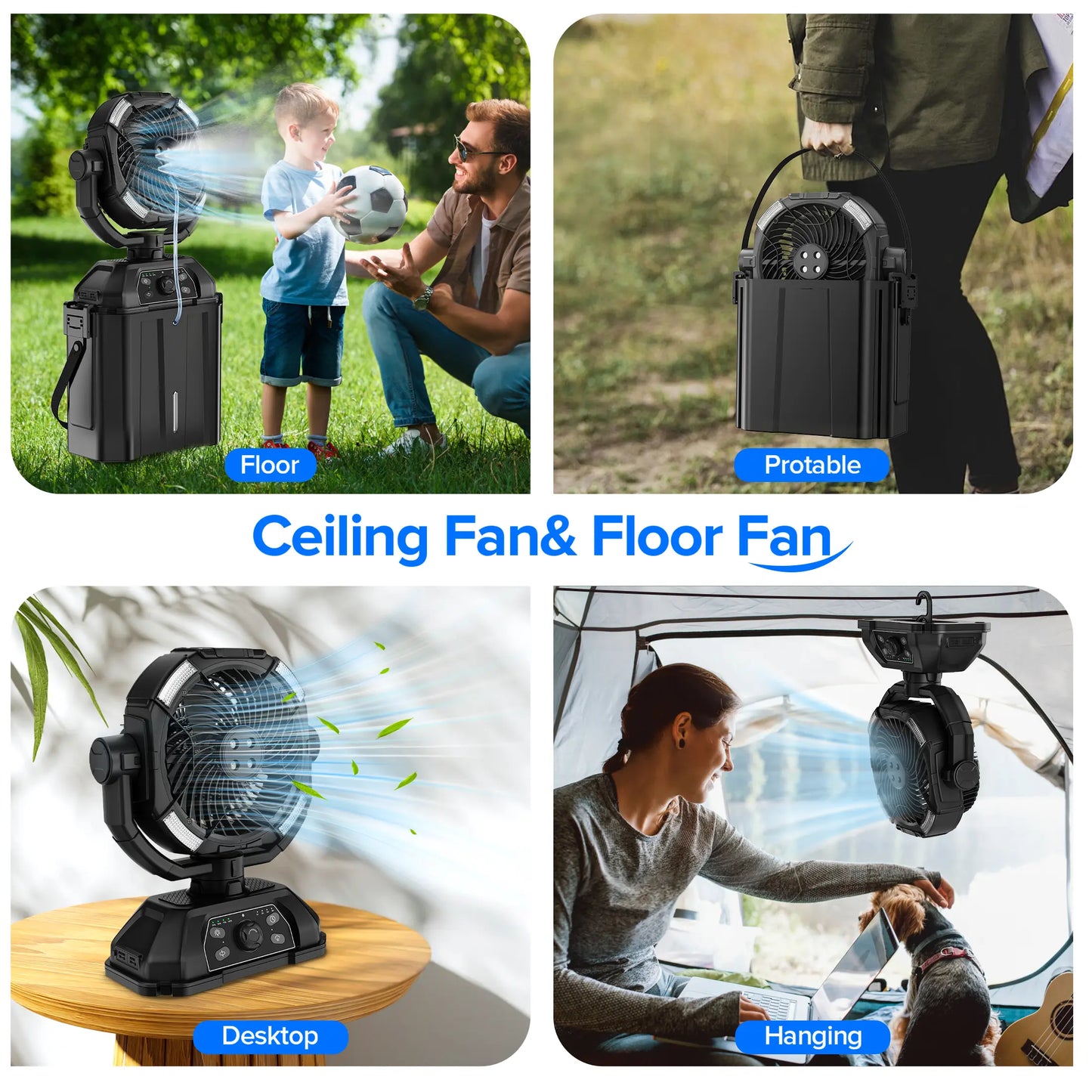 Portable camping misting fan