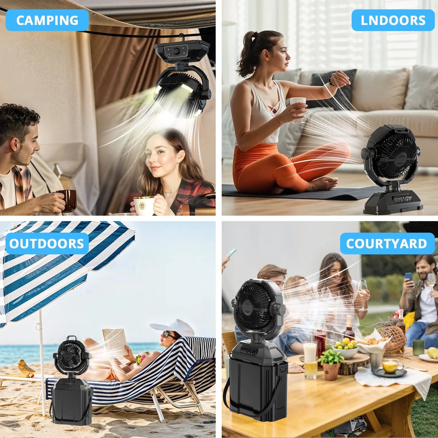 Portable camping misting fan
